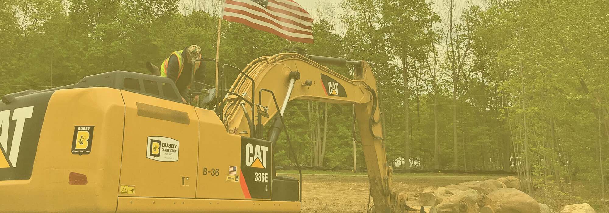 CAT Bucket Equipment With Flag